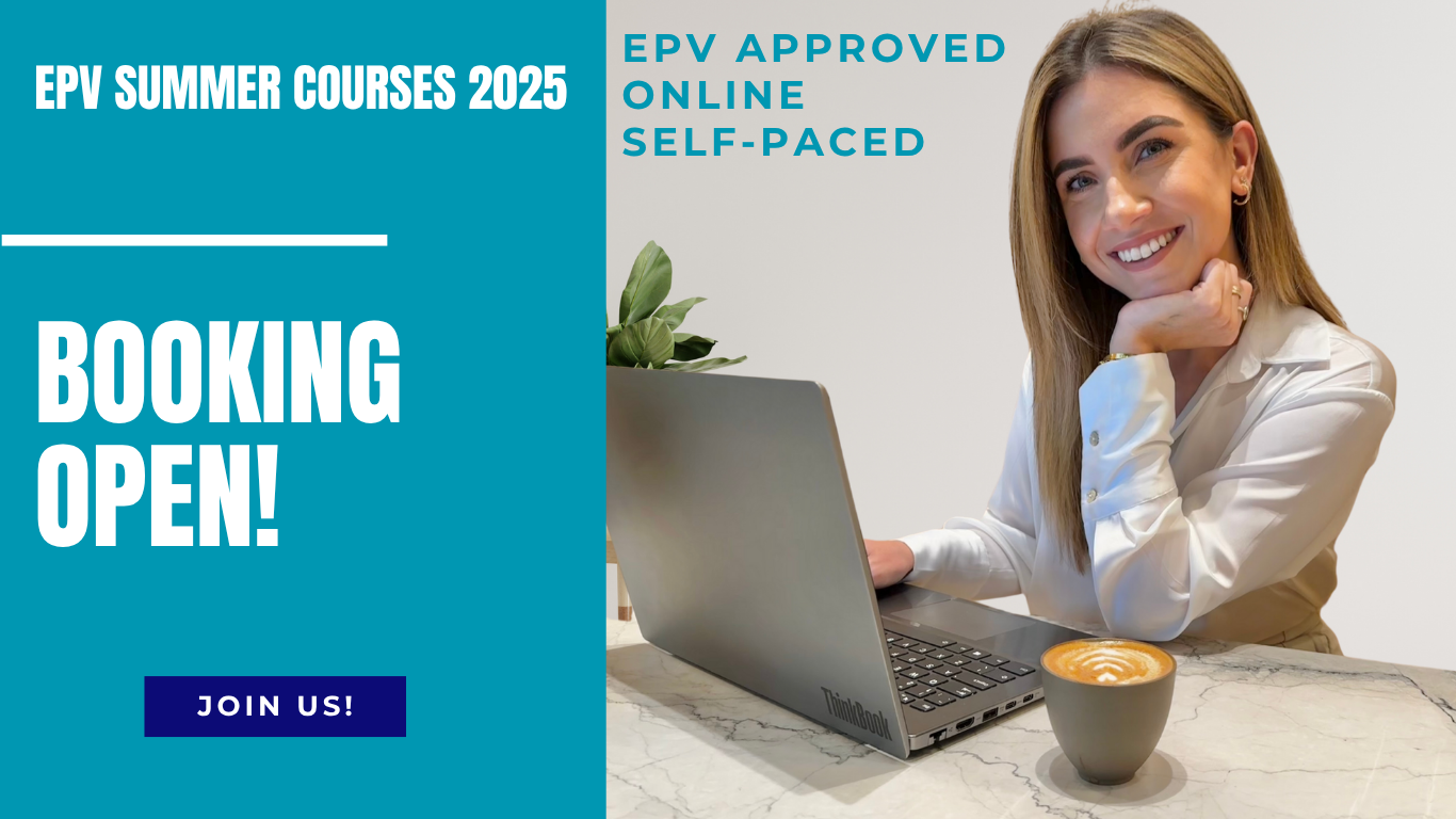 EPV Summer Courses 2025 - EPV approved, online, self paced - booking open